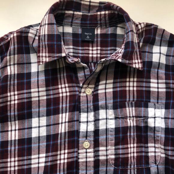 Gap Kids Plaid Roll Up Sleeves Button Up Shirt - Picture 1 of 5